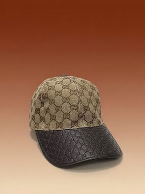 Gucci GG Monogram Cap in Beige and Dark Brown